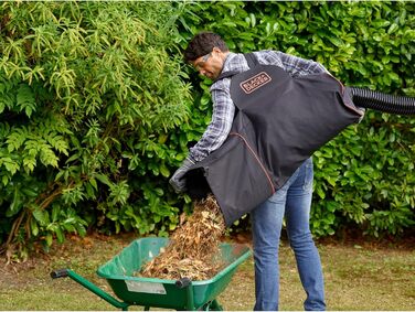 Black+Decker 3-в-1 електропристрій для прибирання листя BEBLV301 (3000 Вт) з подрібнювачем, решетом та мішком-рюкзаком 72л - висока швидкість видуву та регульована потужність всмоктування