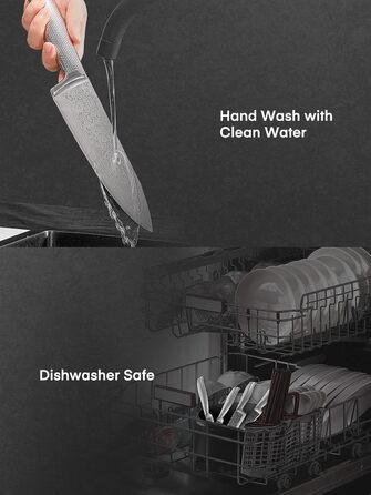 Набір ножів FOHERE 7 предметів з автозаточкою, професійний кухонний набір, з дерев'яним блоком, нержавіюча сталь, ергономічні ручки, ідеальний подарунок