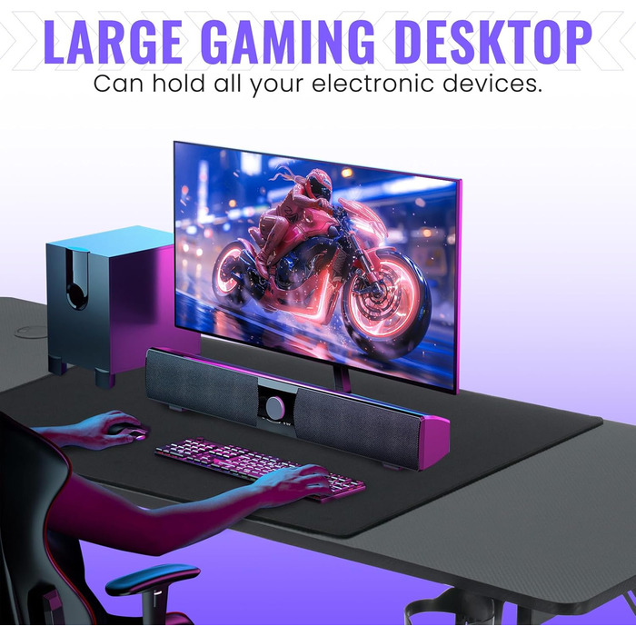 Ігровий стіл Kidsgigglz з LED-підсвічуванням, 120 x 60 см: ергономічний стіл для дому, офісу, кутовий комп'ютерний стіл з тримачем для напоїв та гачком для навушників (140 x 160 см - Z-подібна рама)