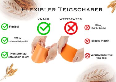 Набір для випікання хліба Yaani: гільзи для бродіння (2 шт.), щітка для тіста, ніж для хліба, 22 см та 25 см