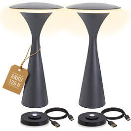 Торшер бездротовий 8 Seasons Design, диммування, Outdoor & Indoor, Hello Space, USB зарядка, 27см, алюміній (слонова кістка), LED тепле біле - холодне біле світло, сенсорне керування, акумуляторний, 2x антрацит