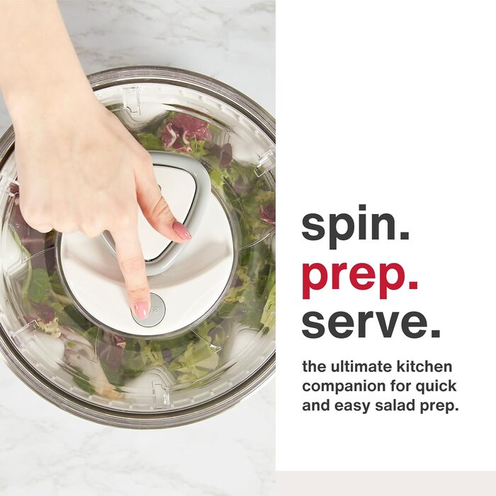 Салатниця Zyliss Easy Spin 2 з відцентровою технологією Aquavent, 6л, нержавіюча сталь, біла