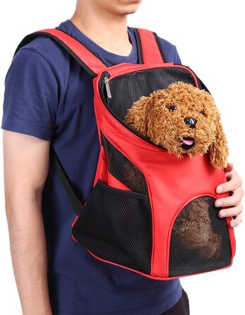Сумка для перенесення домашніх тварин, портативна, вентильована, дихаюча, сітчаста, для собак і кішок, Подвійна сумка через плече, рюкзак, Дорожня сумка для цуценят, маленьких собак, червоного кольору