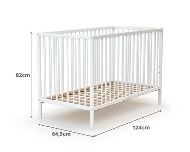 Дитяче ліжко Webaby з натурального буку 60x120 см, збірне, з регульованим дном та бортиками | Від народження | Комфортний сон