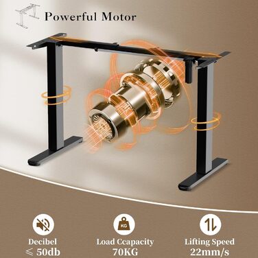Електричний підйомний механізм для столу 2-рівневий з пам'яттю, чорний, для стоячого робочого місця