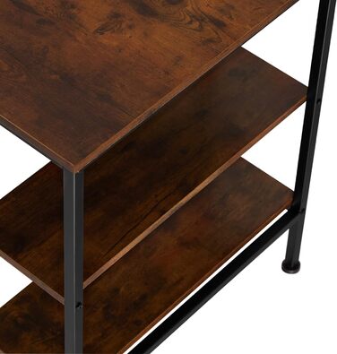 Письмовий стіл Tectake з 2 полицями, комп'ютерний стіл з дерева та металу, офісний стіл в промисловому дизайні, 140 х 60 х 76,5 см, чорний металевий каркас (індустріальний темно-коричневий)