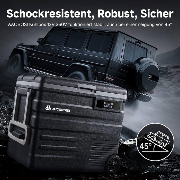 Автомобільний компресорний холодильник AAOBOSI 65л з Wi-Fi, LED, -20°C/+20°C, 12/24V/220V, на колесах для авто, кемпінгу, подорожей