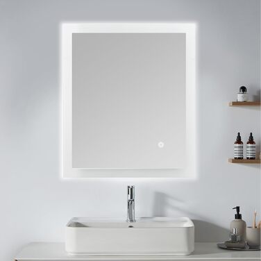 Дзеркало для ванної кімнати з підсвічуванням | LED дзеркало | IP54 вологостійке | Сенсорне керування | Настінне дзеркало (70x50 см)