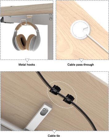 Електричний регульований стіл JUMMICO з USB-портом для зарядки, 120 x 60 см, Бежевий