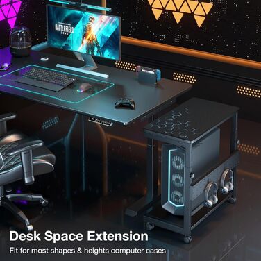 Регульована підставка для комп'ютера/ПК з роликами та підкладкою під мишу, чорна