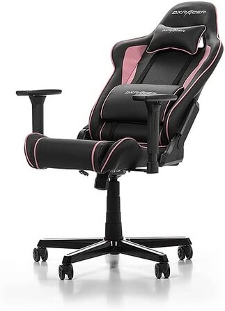 Ігрове крісло DXRacer Prince P08, штучна шкіра, чорно-рожевий, 185 см