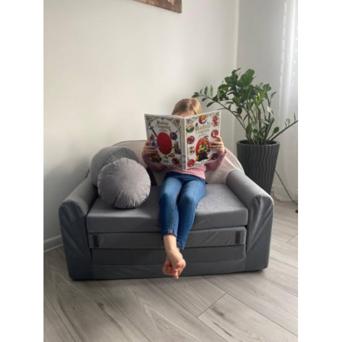 Дитяче розкладне ліжко-диван 3в1 All4All Kindersofa - ліжко, диван, ігровий центр для дітей. Зручна дитяча м'яка дитяча кушетка з функцією сну, різні кольори та малюнки (сірий, рожевий, зелений, тваринні мотиви).