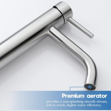 Змішувач для умивальника Decaura, хром, нержавіюча сталь, однорідний, висота виливу 250 мм, для накладної раковини