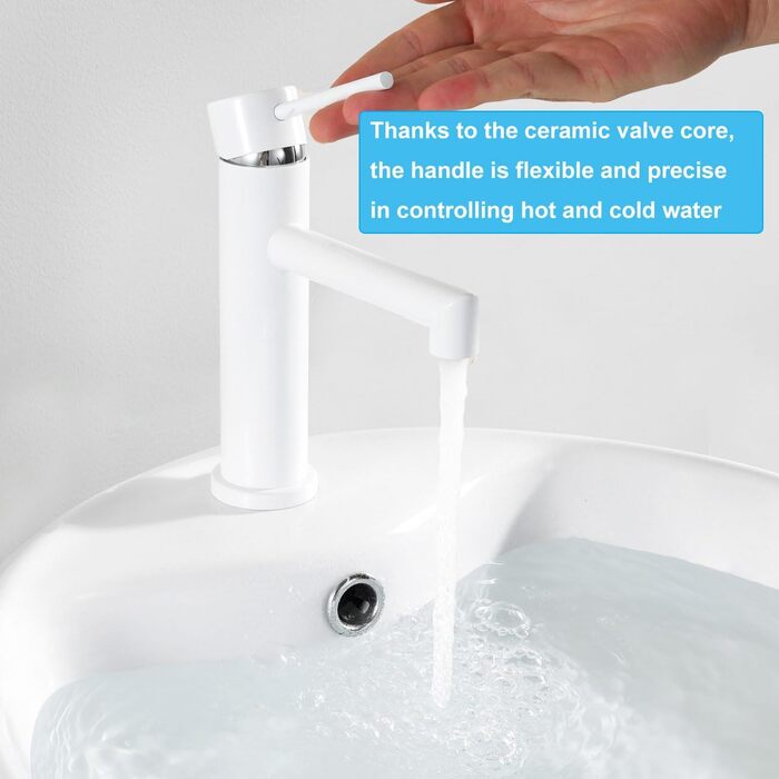ONECE Змішувач для ванної кімнати білий, однорегуляторний з висотою виливу 105 мм, знімальний аератор
