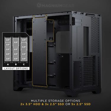 Корпус Magniumgear Neo Qube 2 IM ATX, подвійна камера, Digital-RGB, дзеркальна передня панель Infinity, скляні панелі, чорний