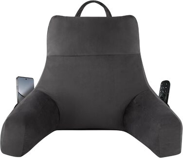 Підголовник для читання з підлокітниками для дорослих, подушка для спини для сидіння в ліжку, нарізана подушка для спини з піною з пам'яті з кишенями та знімним, пральним чохлом, для відпочинку, перегляду телевізора