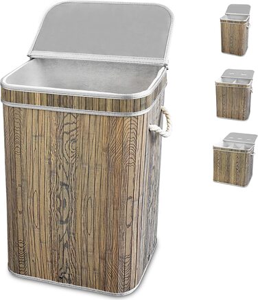 Коробка для білизни osoltus Camps Bay з бамбука Сортувальник білизни з кришкою органайзер для білизни у ванній кімнаті Система сортування білизни у ванній кімнаті-натуральний сірий колір (1 відділення)
