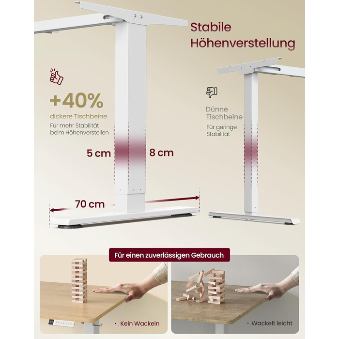 Стол для роботи VASAGLE з регулюванням висоти, USB-C, підставка для розеток, стоячий стіл, нагадування про перерви, 3 пам'яті, 160x80 см, золотий дуб