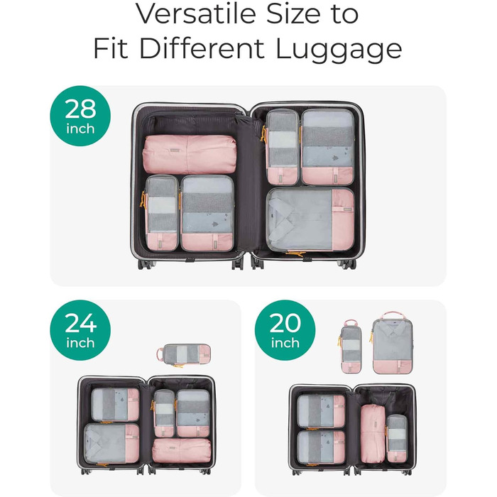 Набір органайзерів для одягу та подорожей BAGSMART (6 предметів), компресійні пакувальні куби з мішком для білизни, чорний