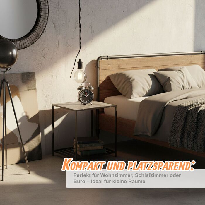 Relaxdays Додатковий столик індустріального стилю з полицею