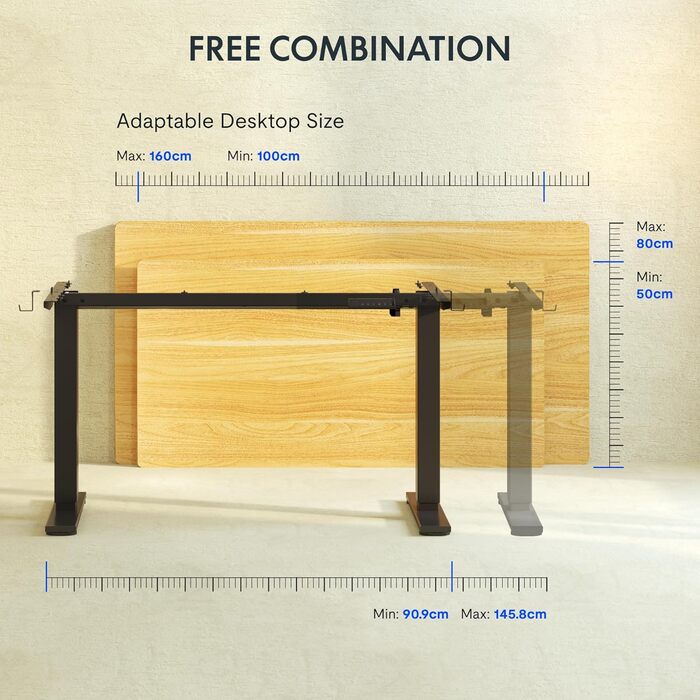 Електричний регульований стіл FlexiSpot з пам'яттю висоти та LED-дисплеєм, чорний (EN1)