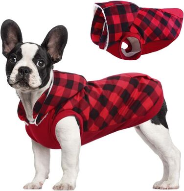 Зимове пальто для собак у тонку клітку, вітрозахисне пальто для собак на флісовій підкладці Одяг для собак світловідбиваюча куртка для собак Жилет для маленьких собак розміром з сідло це знімна капелюх (XXL, Червоний)