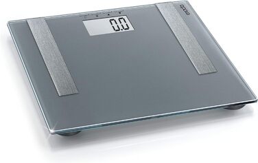 Цифрові ваги для ванної кімнати Exacta з функцією ввімкнення/вимкнення, ваги для тіла з практичним РК-дисплеєм, ваги визначають вагу, відсоток жиру, води та м'язів, а також калорії (преміум-клас)