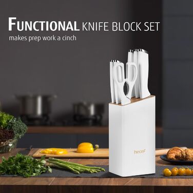 Набір кухонних ножів з бруском Messerich: 7 предметів, нержавіюча сталь, кухонні ножі та ножиці, чорний