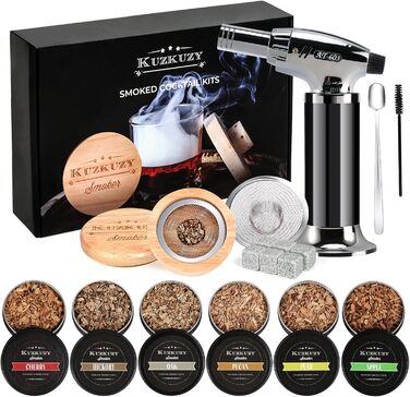 Набір для копчення коктейлів Bouron: факел та 4 види тирси для приготування димних напоїв