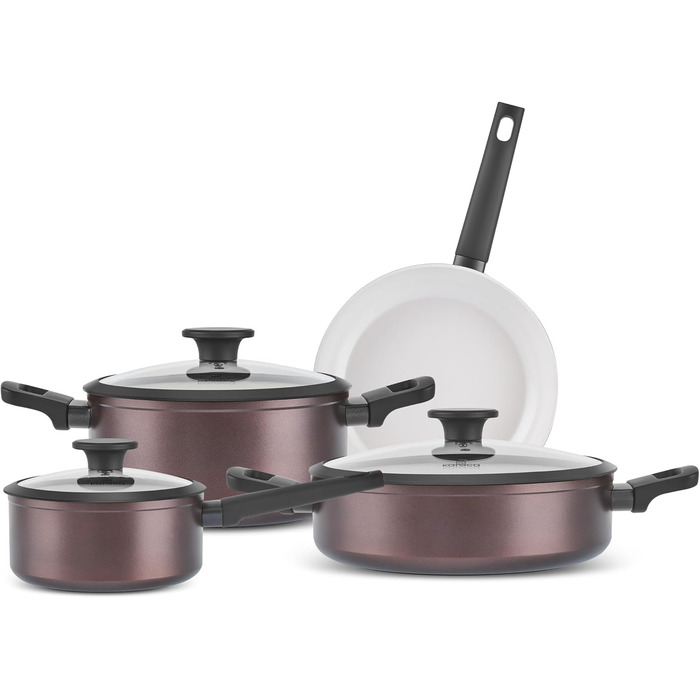 Набір кухонного посуду Karaca Ceramica Iconic Bronze (7 предметів): каструлі, сковорода, топи з кришками, антипригарне покриття SwissCrystal без PFAS