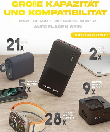 На 10000 мАг, USB-C і 2 шт. USB-A, швидка зарядка 18 Вт для смартфонів, 10 - Power Bank