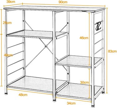 Стелаж для кухні SogesHome: органайзер, візок для зберігання, 90 x 40 x 83 см, колір дуб (SH-171-BK)
