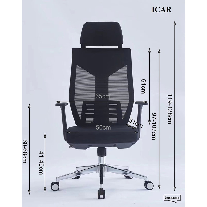 Крісло поворотне ICAR сіре/білий каркас