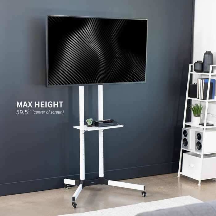 ТВ-візок VIVO Mobiler для телевізорів 32-83 дюймів (до 50 кг), LCD LED OLED 4K, з підставкою для ноутбука та DVD, білий STAND-TV03W