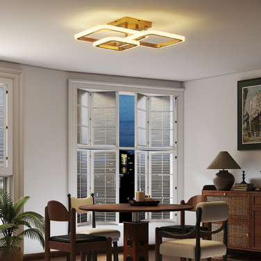 Світлодіодна стельова лампа 40 Вт, 4300 Лм, 3500K/4500K/6000K, трикутна стельова лампа для вітальні, розмір 48 x 46 x 13 см, золота