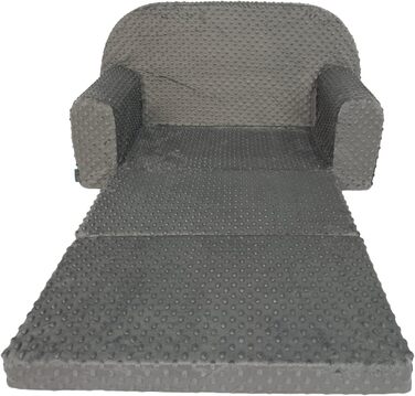 Дитячий розкладний диван FORTISLINE Mini 2в1 40x78x45 см, сірий плюш, знімний чохол, мотив Кошеня, для дітей, пінополіуретан
