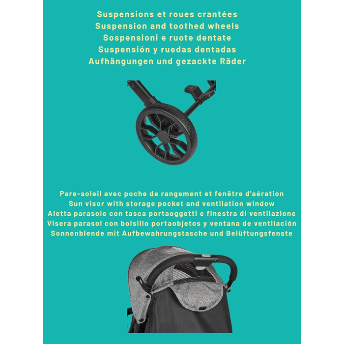 Дитячий прогулянковий візок Nania Myla компактний, до 22 кг, 0-4 роки, легкий (7.5 кг), для міста, з ручним регулюванням спинки до положення лежачи, великий кошик, з сумкою для транспортування