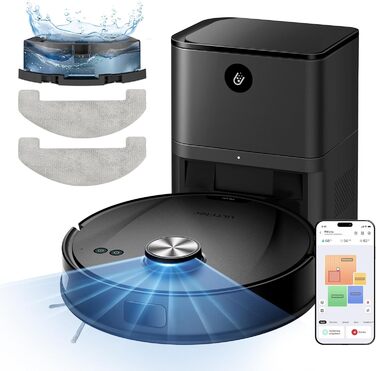 Робот-пилосос Ultenic T10 Lite з функцією миття, LiDAR-навігація, 5000Pa потужність всмоктування, 180 хвилин роботи, для шерсті тварин, килимів та твердих підлог