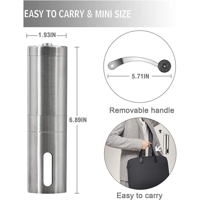 Porlex Tall - ручна кавомолка, срібна