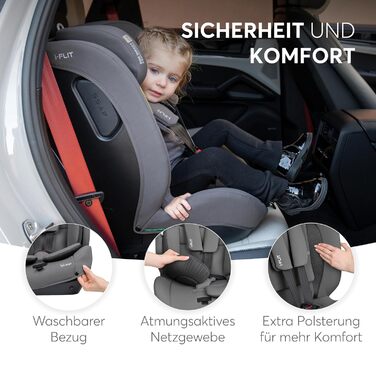 Автокрісло KikkaBoo i-Size i-FLIT 9-36 кг, ISOFIX, група 1/2/3, 15 міс. - 12 років, збоку SPS, Top Tether, регульована підголовник (Світло-сірий)