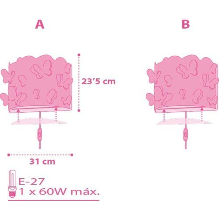 Дитячий настінний світильник Dalber, настінний світильник для дітей, Метелики, метелики