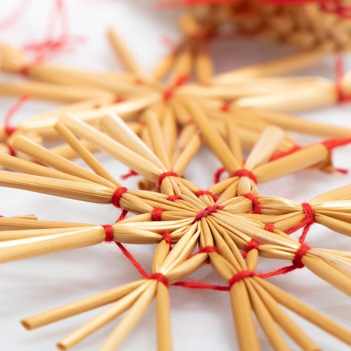 Набір з 69 солом'яних зірок COM-FOUR для ялинки, підвіски з соломи, верхівка, новорічний декор 3-17 см