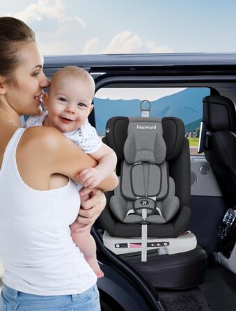 Автокрісло Fourward для дітей 0-36 кг, 360° обертання, ISOFIX, 5-точкова система безпеки, чорний колір