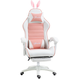 Крісло геймерське Vinsetto Ergonomic з підніжкою, подушкою для голови та попереку, регульованою спинкою, рожеве