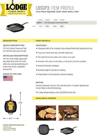 Сковорода-гриль Lodge L8SGP3 кутова зі стійкою та ручкою