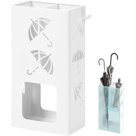 Підставка для парасоль під WOLTU, 2 слоти, з 4 гачками, металева, біла, 25x49x15 см