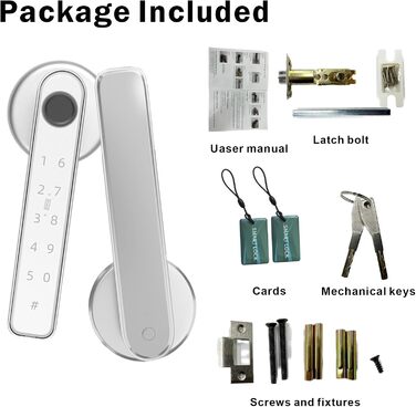 Розумний замок з відбитком пальця Smart 5-в-1: App-керування, відбиток пальця, IC-карта, пароль, запасний ключ. Електронний цифровий замок для дверей. Підходить для розумних дверей срібного кольору.