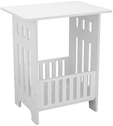 Нічний столик 32x26x40 см сучасний квадратний білий з місцем для зберігання