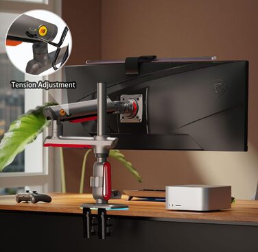 Кріплення для монітора NB Ergonomic RGB, 32-60 дюймів, для широких та вигнутих моніторів, максимальне навантаження 20 кг, VESA 75/100 мм (червоний)