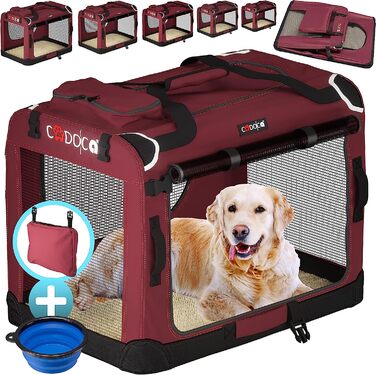 Коробка для перенесення собак CADOCA складна міцна s 50x34x36 см дихаюча сумка для перенесення домашніх тварин Коробка для перенесення собак сумка темно-червоного кольору